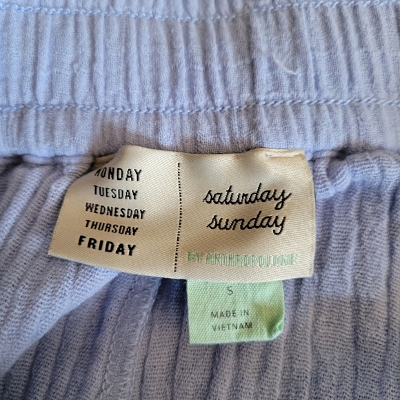 Anthropologie Saturday Sunday Vera Gauzy Pull On Cropped Cotton Lounge Pants S - Picture 9 of 10